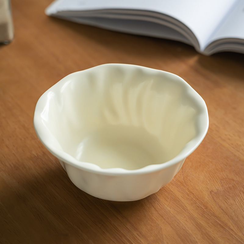 Crema de encaje simple tazón de ensalada de cerámica doméstica tazón de arroz tazón de fruta tazón de postre tazón de arroz delicado tazón de desayuno
