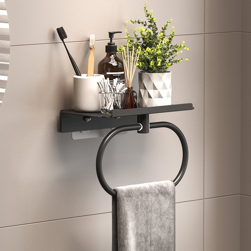 Transfronterizos sin perforación colgante de pared conjunto de colgante de baño toalla barra de toalla anillo de toalla oval colgante de almacenamiento de toalla