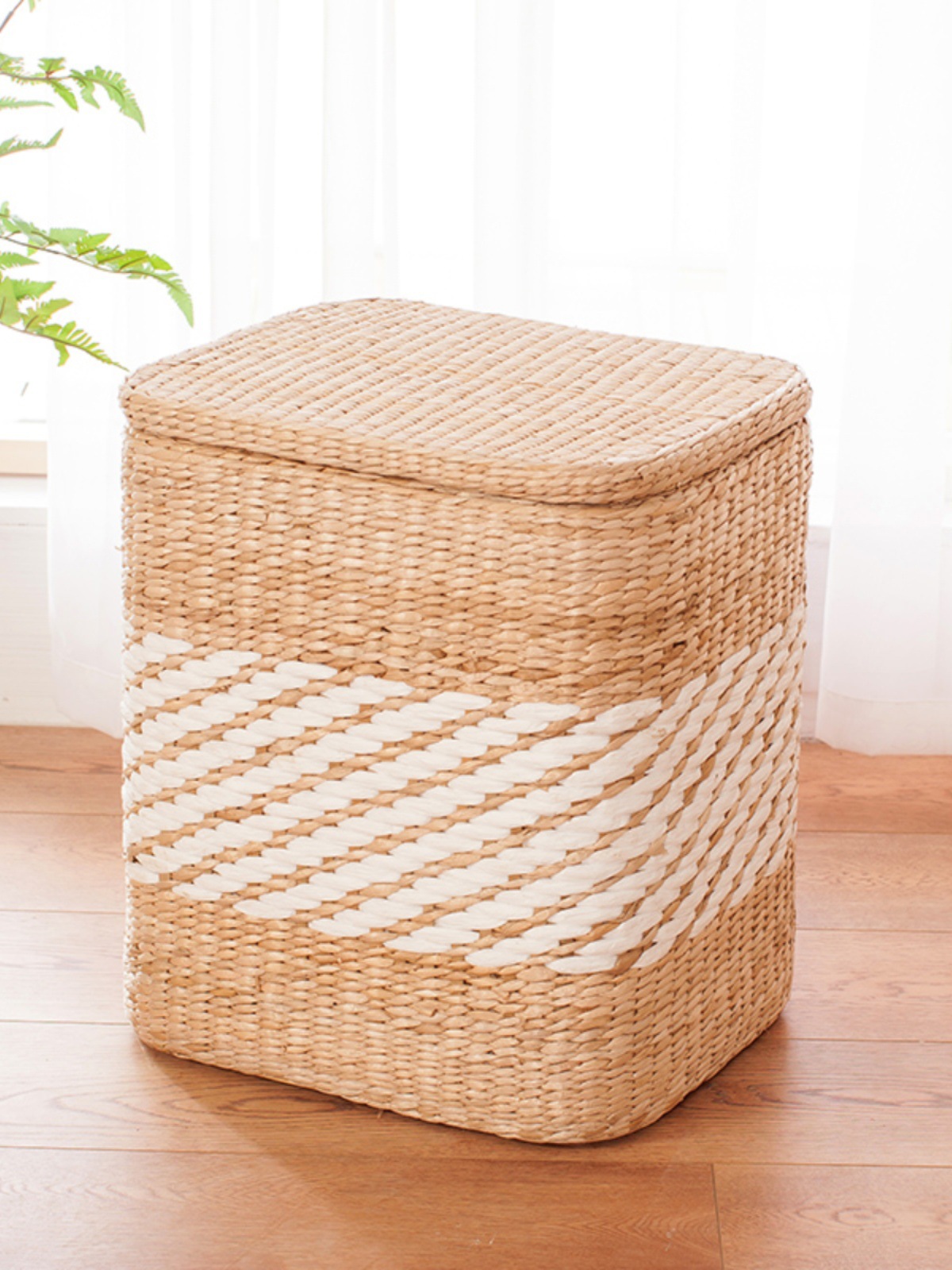 Taburete de almacenamiento de madera maciza tejido de paja Taburete de almacenamiento Taburete de cambio de zapatos tejido de ratán Taburete de maquillaje de sofá puede sentarse personas organizando caja de almacenamiento