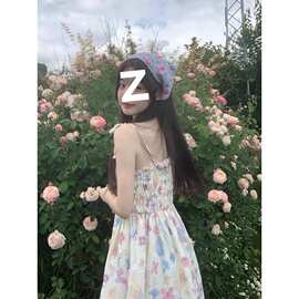 夏日多巴胺碎花系带连衣裙女日系软妹小清新仙气小个子吊带长裙子