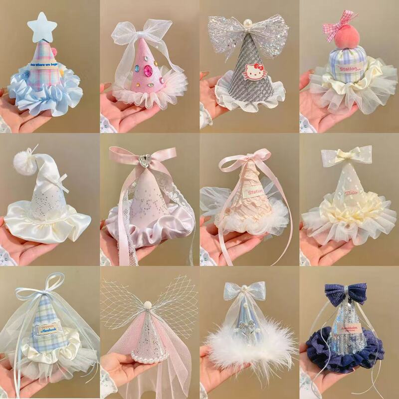 Sweetness Level Is Off the Charts~ Atmosphere-Creating Girly Lace Bow Birthday Hat Hairpin Decoration Photo Shoot Gift Prop