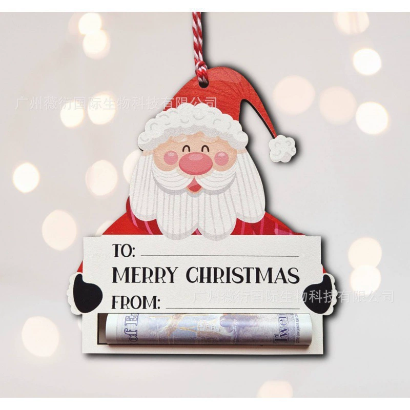 Рождественские Деньги Держатель Украшения Рождественский Бумажник Висит Деревянные Рождественские Украшения Бумажник