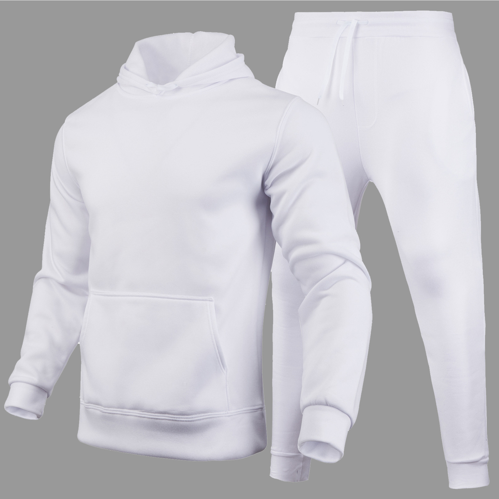 2024 Noul set de pulover sport cu pulover de culoare solidă Hanorac pentru bărbați din lână_voghion.com