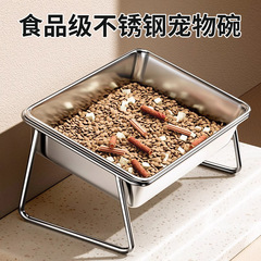 猫碗狗碗不锈钢双碗狗食盆猫咪水碗带支架防打翻宠物用品护颈饭盆