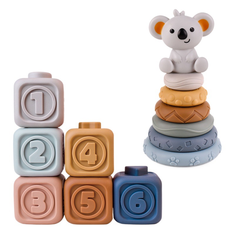 Bloques de construcción de Rompecabezas Infantiles transfronterizos alivio cognitivo Bloques de construcción cuadrados blandos Jengle vinilo bloques de construcción de goma suave Juguetes