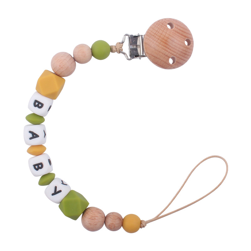 Suministros para bebés de haya clip pezón cadena creativa DIY bebé octogonal silicona mordedor pulsera juguete conjunto de dos piezas