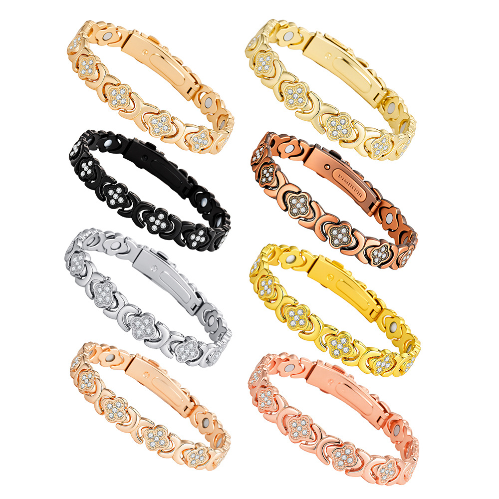 Kaye's New Product Is Fashionable and Versatile, Light Luxury Upgraded Watch Buckle with Diamond Lucky Four-Leaf Clover Magnet High-End Bracelet