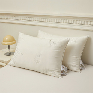 Silk Pillow Class a Embroider Cotton Hotel Pillow Pillow Core Cervical Spine Support Sleep Aid Home Silk Pillow Pair