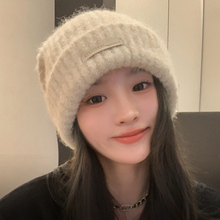 日系宽松大头围毛线帽女秋冬季防寒保暖针织冷帽堆堆帽护耳滑雪帽