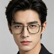 大头方形小框高度数OG2513男士复古纯钛板材近视眼镜框架深圳批发