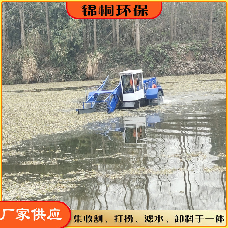 四川自动河道垃圾清理船 水浮莲水葫芦打捞船明轮驱动 水草收割船