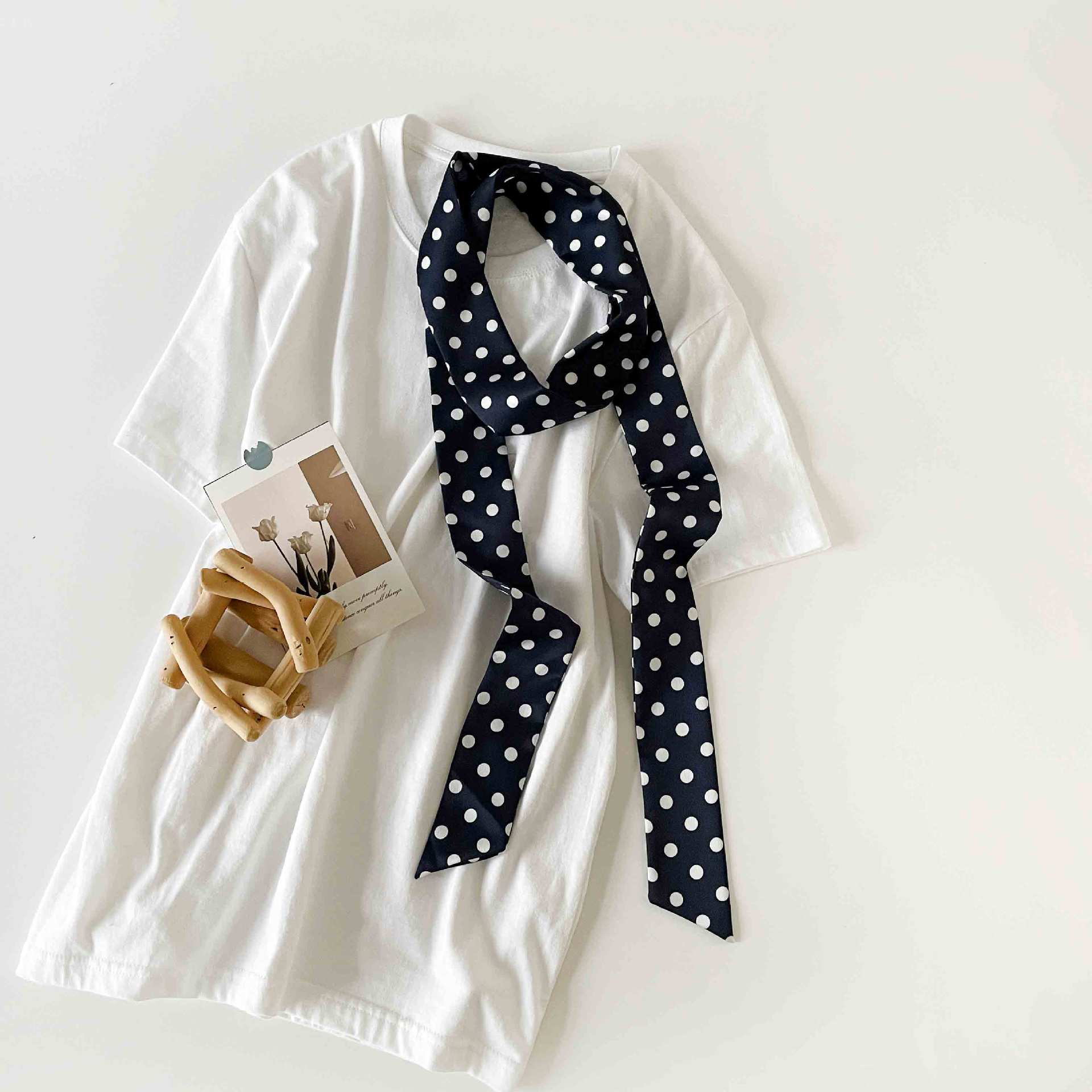Polka Dot Long Ribbon Scarf Headband Versatile Hair Accessory_voghion.com