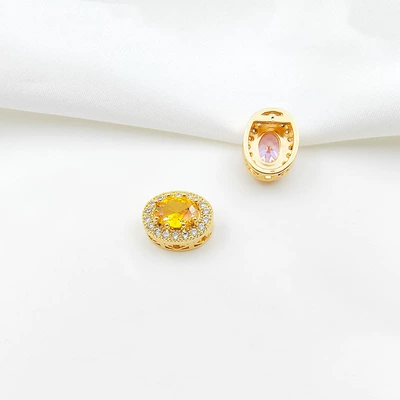 Gold-Plated Micro-Paved Zircon Round Square | Zərgərlik ara hissələri - style-11-yellow-zirconium-11135mm-gold