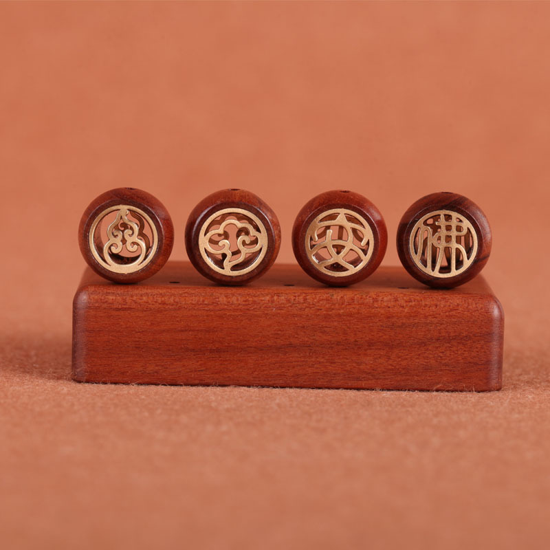 厂家直供花梨木镂空镶嵌黄铜diy吊坠配件饰品背云工艺品礼品批发