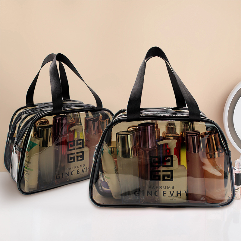 Cross-Border Fashion Transparent Cosmetic Bag Large Capacity Portable Cosmetic Toiletry Bag Trapezoidal Storage Bag