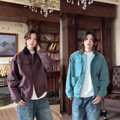 秋季美式复古水洗夹克做旧短款牛仔夹克潮流男士休闲百搭翻领外套