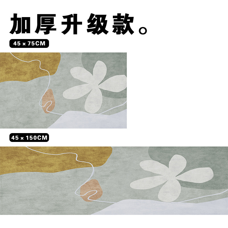 现代简约硅藻泥地垫家用长条吸水吸油厨房垫两件套耐脏易打理地垫|undefined