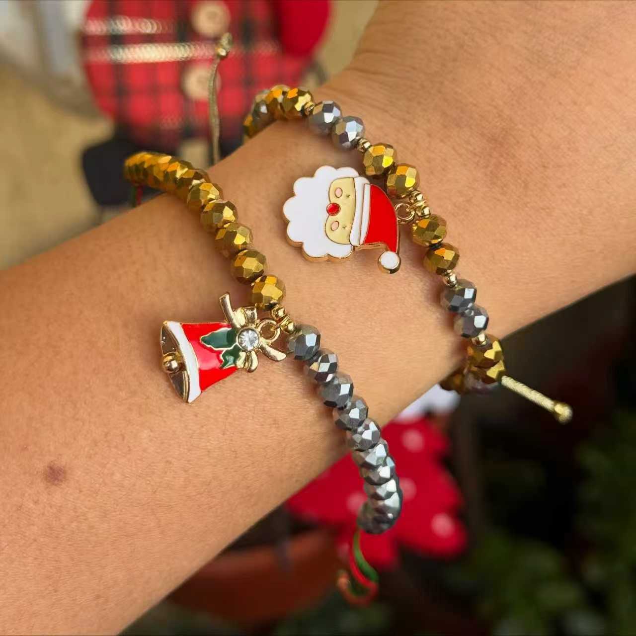 Europa y los Estados Unidos nuevos dibujos animados de Navidad Santa Claus árbol de Navidad perlas de color de Navidad una variedad de cuerdas de mano trenzadas opcionales