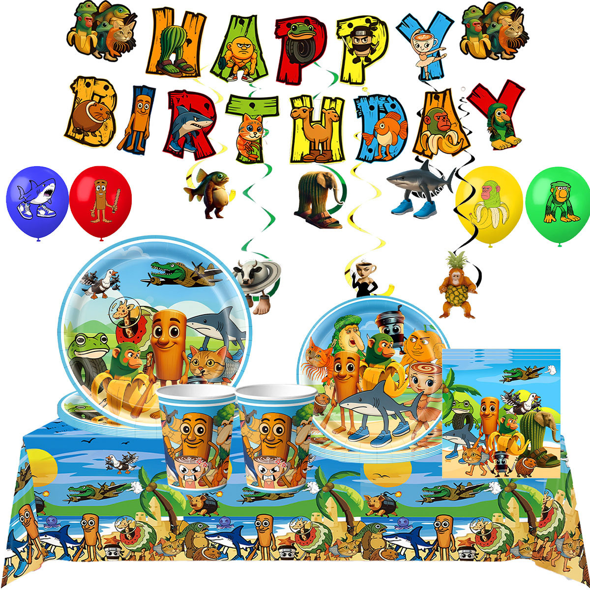 New Spot Shanhaijing Tableware Set Party Birthday Supplies Paper Cups Paper Plates Paper Towels Tablecloths Decorative Supplies