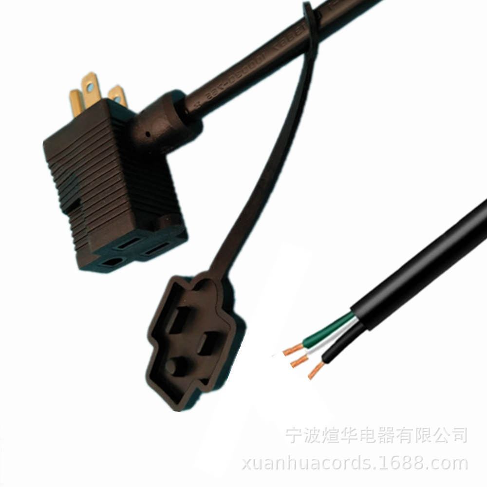 厂家供应 美规3芯背插转换头美标自锁一分二电源线Y型 美式延长线