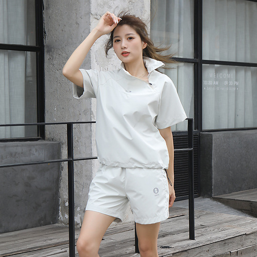 Skin-friendly fabric summer short sleeve sweat-proof running compression suit workout clothing fitness top women's set