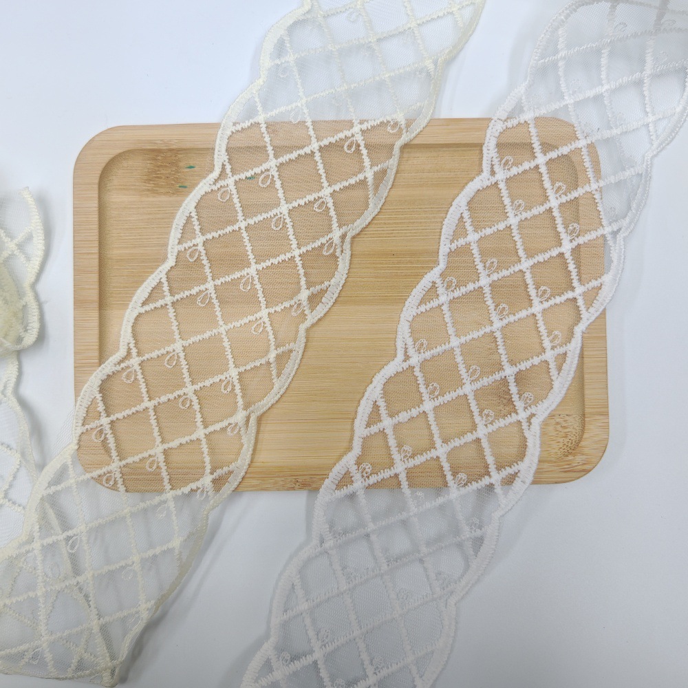 7cm蕾丝花边蝴蝶结刺绣帽子绑带DIY织带服装辅料田园风花边