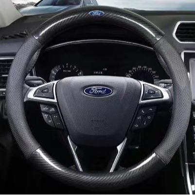 ファッション大気ハンドルカバー通気吸汗炭素繊維ステッチカバークロスボーダー自動車内装D型ハンドルカバー|undefined