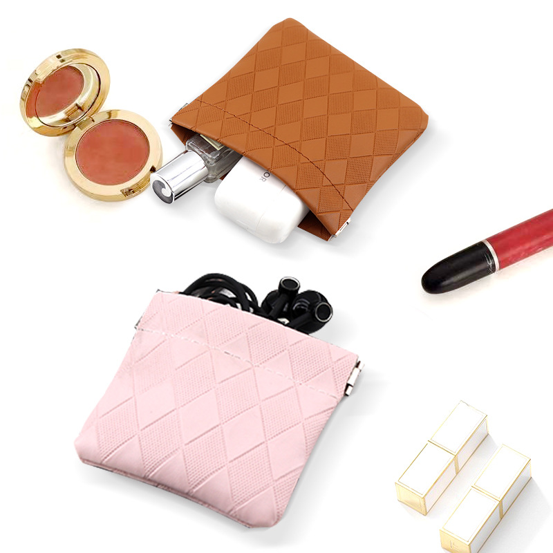 Bolsa de almacenamiento de metralla a cuadros, bolsa de maquillaje impermeable para lápices labiales, bolsa portátil para guardar tarjetas.