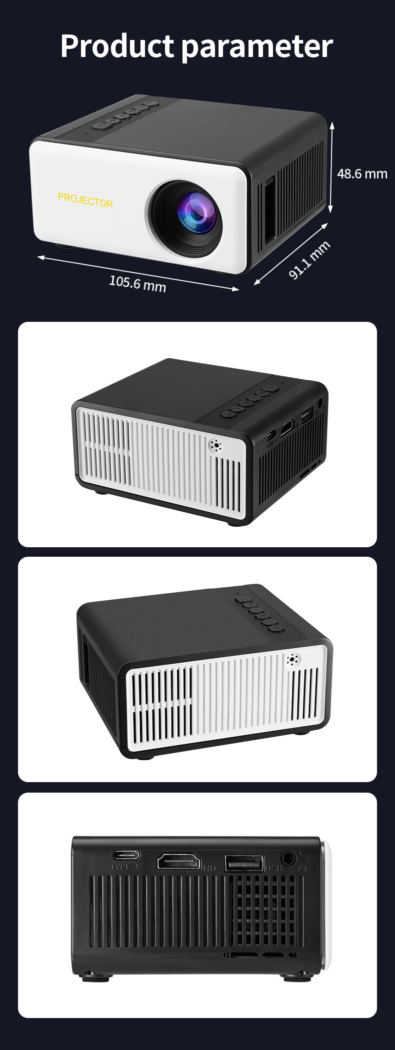 Beamer Schule Ultra HD Handy Wandprojektion Smart Home Kino tragbarer Projektor tragbare Projektion Bildschirmspiegelung