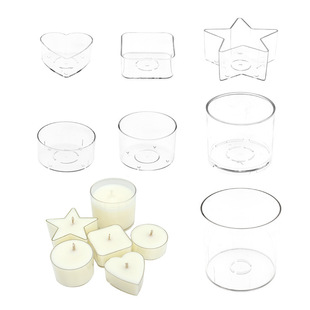 Pc tea wax shell flame retardant round love heart shaped plastic transparent disposable diy candle cup candle holder container cup wax box