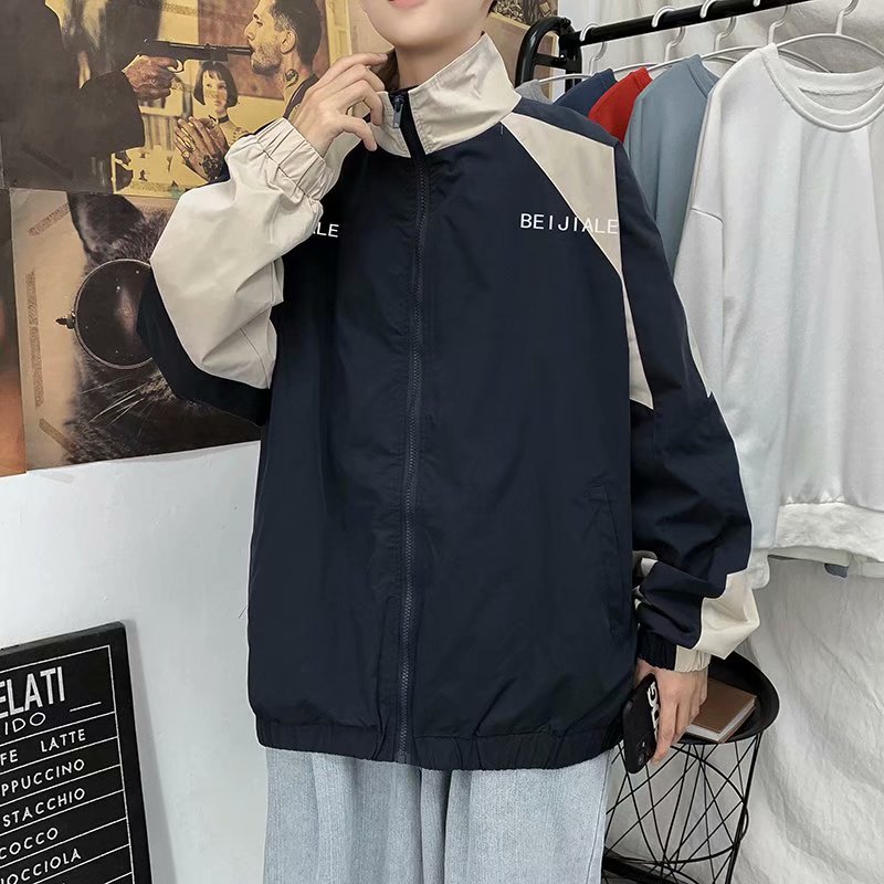 Herren Herbst Casual Ins Trendy Marke Kragen Spleißen Baseball Jacke Student Koreanische Ausgabe_voghion.com