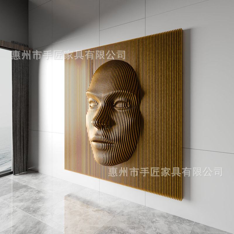 Decoración de Pared Cara de Madera Maciza, Decorativo, para Salón, Dormitorio y Hoteles image 23