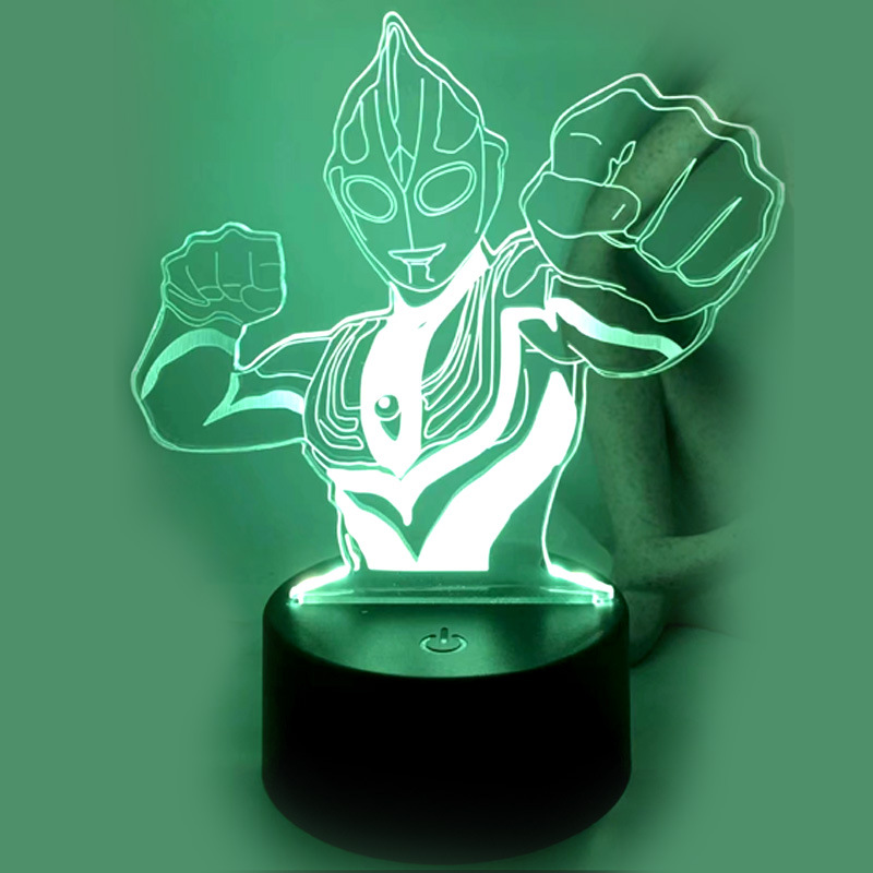 Bestselling Cartoon Children's Night Light LED Acrylic 3D Bedside Lamp Gift Convex Ultraman Night Light