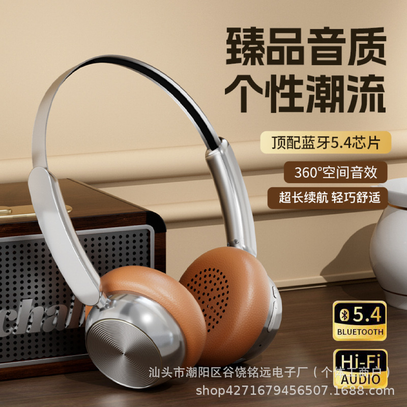 Cross-Border New Fashion Style for Photoshoots, Ultra-Long Battery Life, Retro Small Head-Mounted Bluetooth Headphones, Wireless Noise Reduction, Factory Wholesale