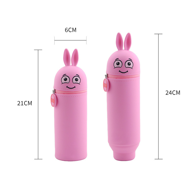 2025 nuevo portalápices de silicona de dibujos animados linda forma de animal redondo recto portalápices tubo de almacenamiento de papelería para estudiantes