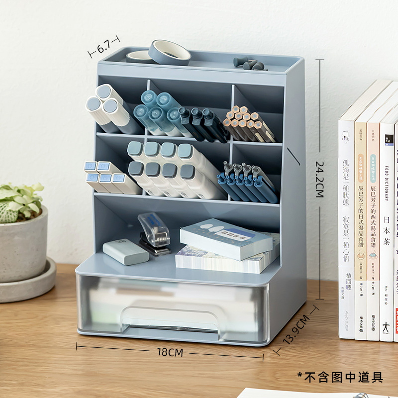 Insertar oblicuo titular de la pluma gran capacidad cajón caja almacenamiento estudiante Oficina escritorio moda creativa niños lindos Al Por Mayor