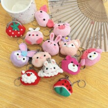 手工勾针diy毛线钩织成品钩针团子卡通口金包编织耳机零钱收纳包