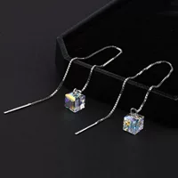 Австрийские серьги Aurora Sugar Cube Crystal, женские длинные серьги с кисточками, темпераментные модные серьги, самые подходящие для линии ушей