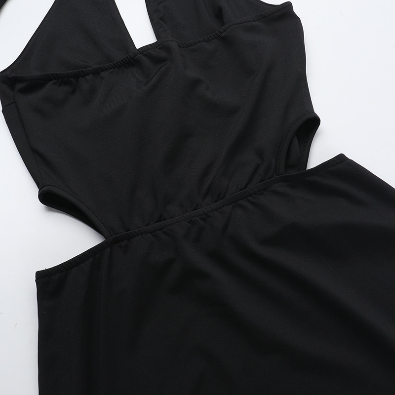 Deep V Plunge neck Backless Halter Hollow Out Cutout Sexy Dress Women Sexy Dress