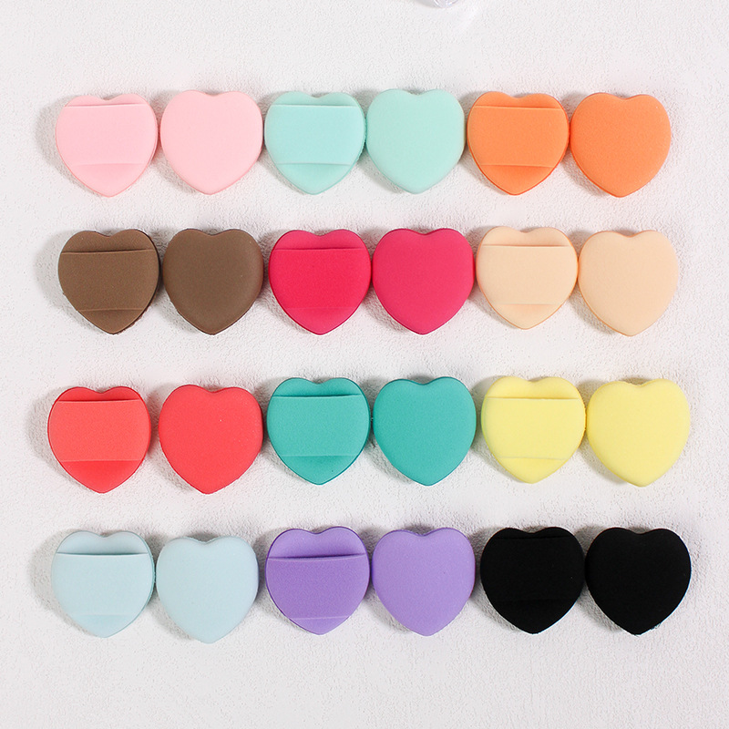 Corazón de dedo pulgar dedo polvo de cojín de aire para secar y húmedo de doble uso de polvo de blindaje facial algodón de maquillaje de alta elasticidad