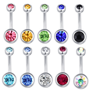 Earrings. Double head Diamond. Medical steel titanium steel umbilical ring umbilical nail ear nail ear bone nail and other jewelry wholesale