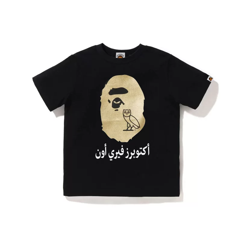 230 г двойной пряжи хлопок BEII&BAPE стильный бренд ко-бренд детская одежда принт головы апа сова, футболка с коротким рукавом