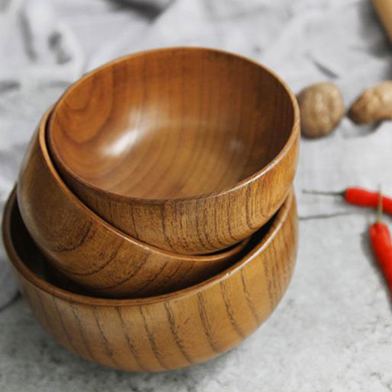 酸枣木碗成人家用实木 木头碗小木碗儿童饭碗大号木质汤碗套装