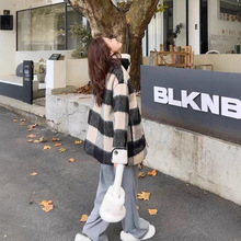 加棉加厚格子拼接韩系显瘦毛呢外套2025新款冬季大码胖MM遮肉大衣