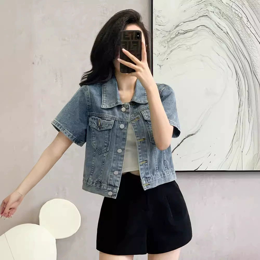 Retro shirt, summer design short jacket, for teenagers, with short sleeve, loose fit, trend of season