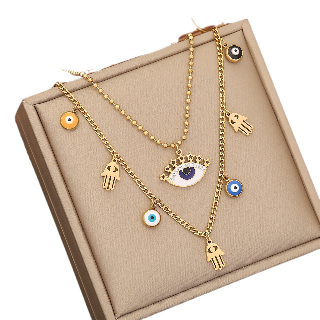 Designer style, fashion, high-end sense, retro personality, love, double layer chain, versatile collarbone chain_voghion.com