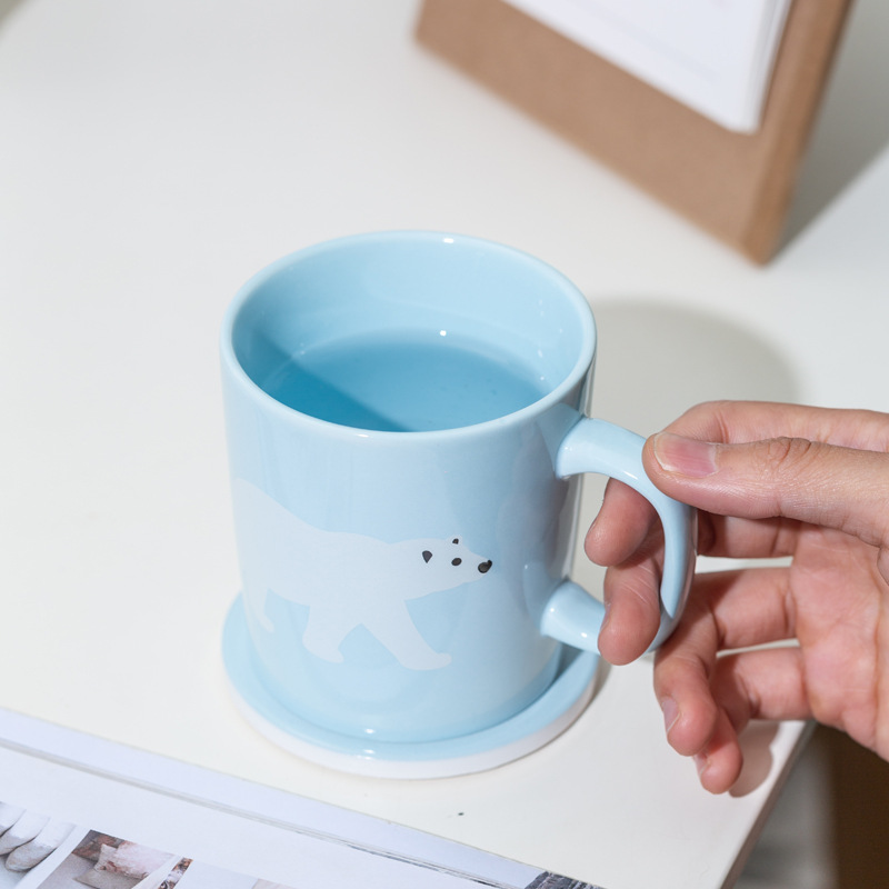 Taza de cerámica de dibujos animados original Taza de un bocado Taza de agua ecológica Taza de animal lindo Taza de desayuno con LOGO impreso