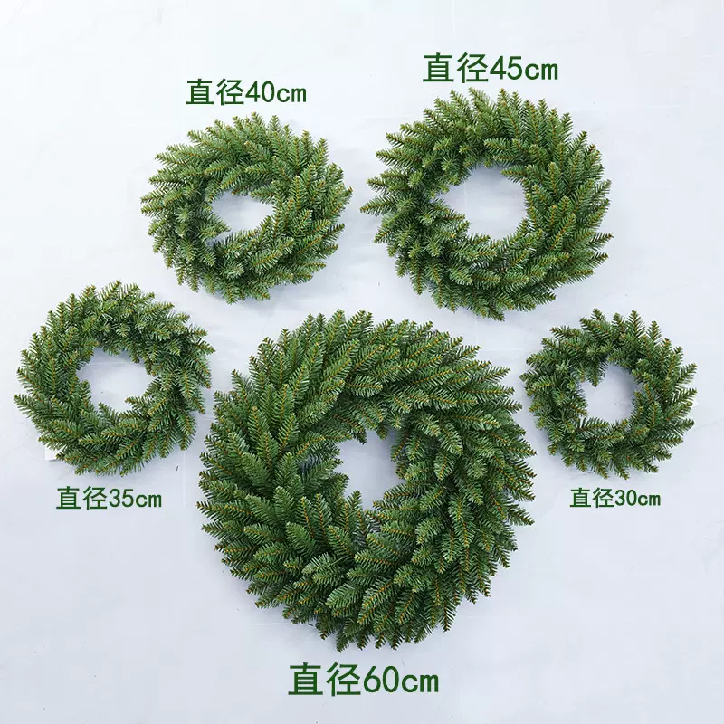 跨境新品圣诞花环藤条30cm花圈门挂商场酒店装饰品圣诞节场景布置