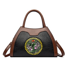 优雅国风软皮女包妈妈包女士小手提包2024新款百搭单肩斜挎婆婆包