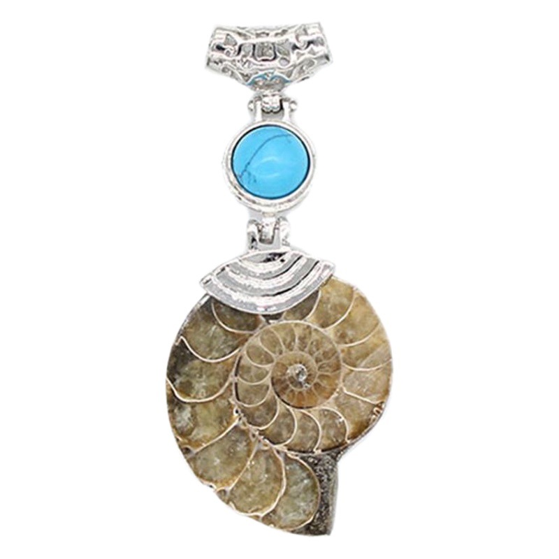 Natural Crystal Screw Fossil Inlaid Crystal Screw Edge Pendant European and American Fashion Creative Pendant Cross-border E-Commerce Explosions
